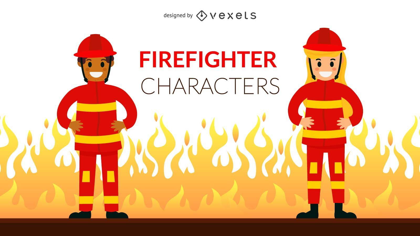 Conjunto de caracteres de bombeiro