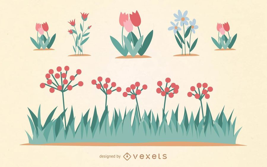 Garden Flower Vector Set Garden Flower Vector Set