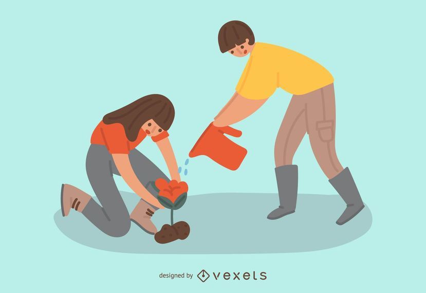 Cute Gardening People Illustration Cute Gardening People Illustration