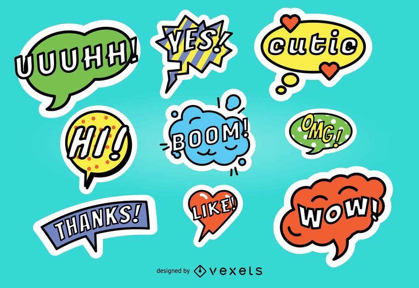 Colorful Speech Bubble Sticker Set Colorful Speech Bubble Sticker Set