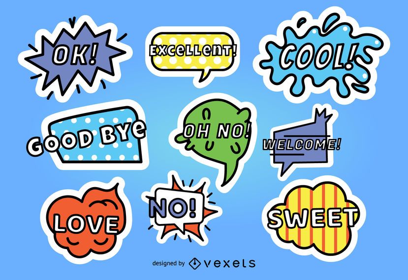 Comic Style Sticker Set Comic Style Sticker Set