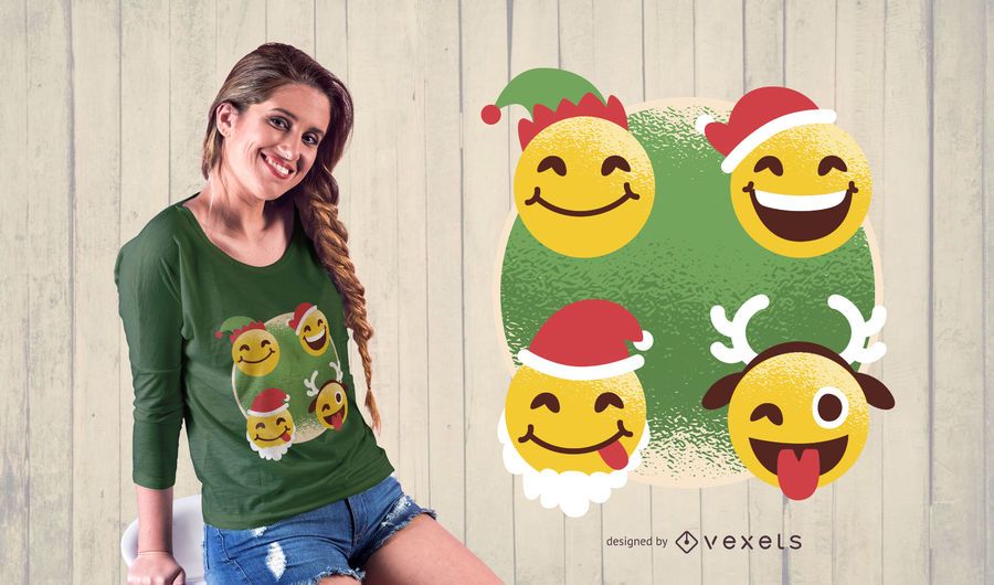 Christmas Emoji T-Shirt Design Christmas Emoji T-Shirt Design