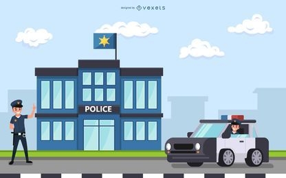 Police station illustration design