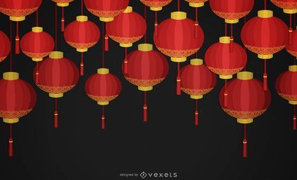 Fondo de linternas de año nuevo chino