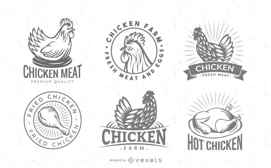 Chicken logo badge set Chicken logo badge set