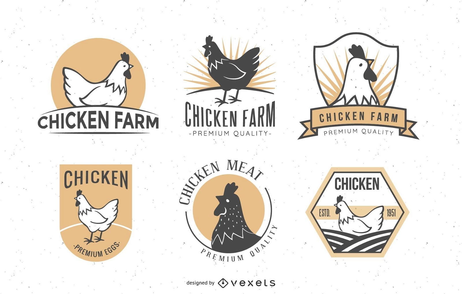 Conjunto de emblemas de frango