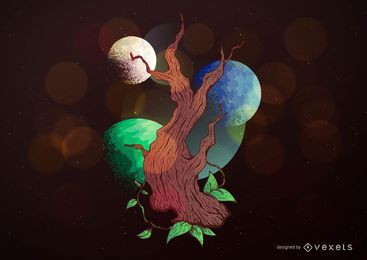 Ilustração de árvore de fantasia Ilustração de árvore de fantasia