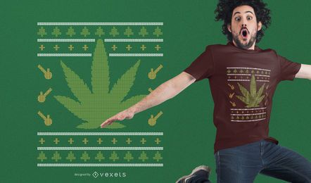 Projeto feio do t-shirt da camisola do Natal da erva daninha Projeto feio do t-shirt da camisola do Natal da erva daninha