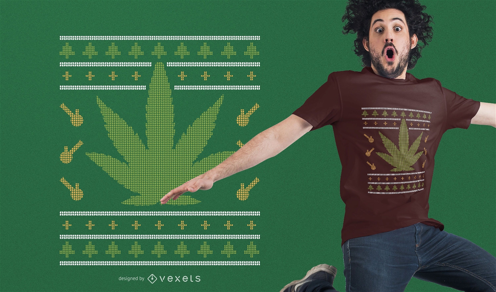 Weed Ugly Christmas Sweater T-Shirt Design