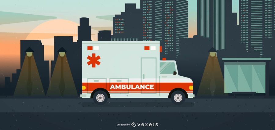 Big Hospital Ambulance Illustration Big Hospital Ambulance Illustration
