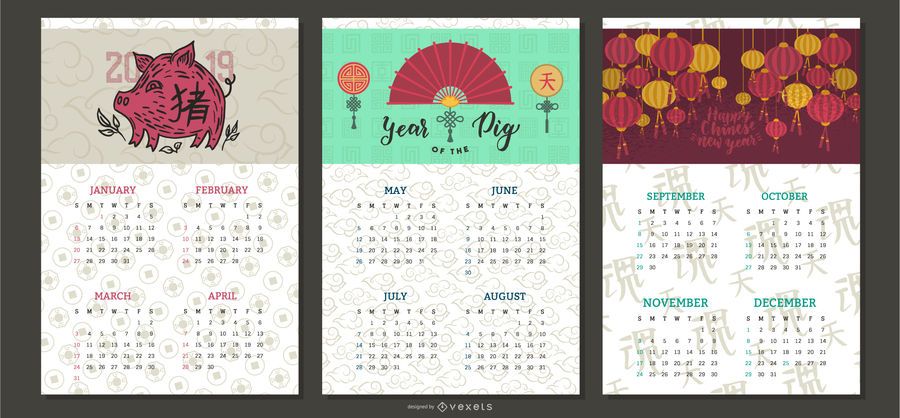 Calendário do Ano Novo Chinês 2019 Calendário do Ano Novo Chinês 2019