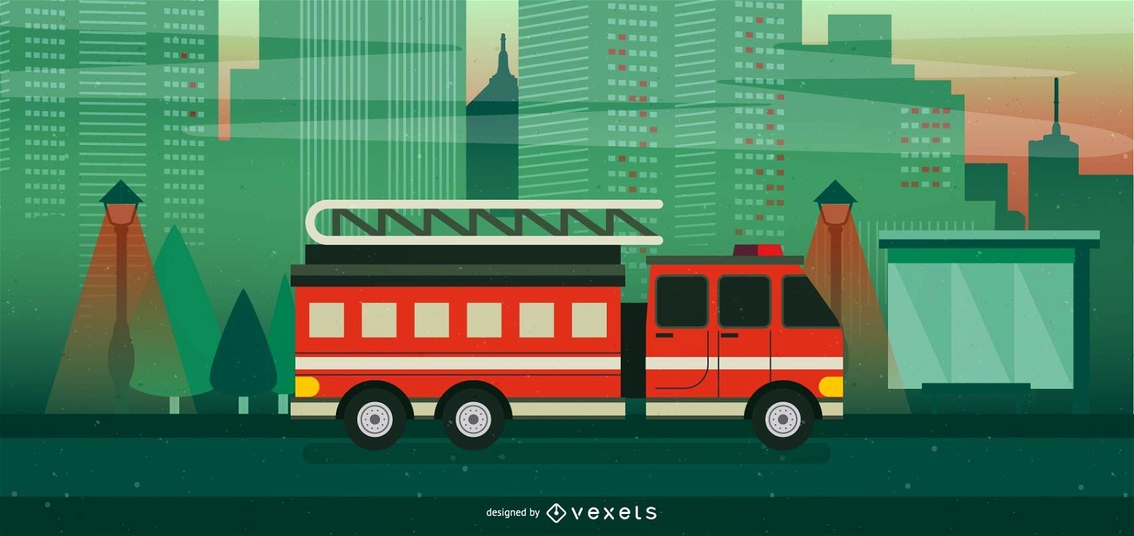 Rote Feuerwehrauto-Illustration
