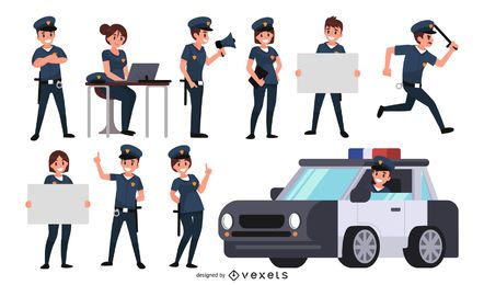 Conjunto de caracteres de policial Conjunto de caracteres de policial