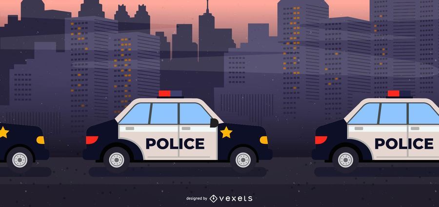 Coches de policía en línea ilustración Coches de policía en línea ilustración