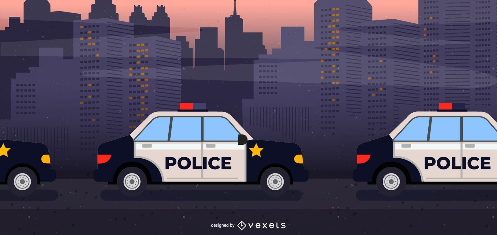 Ilustração em linha de carros de polícia