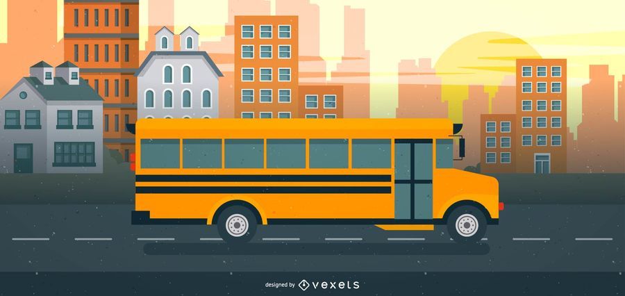 Ilustración de autobús escolar que viaja Ilustración de autobús escolar que viaja