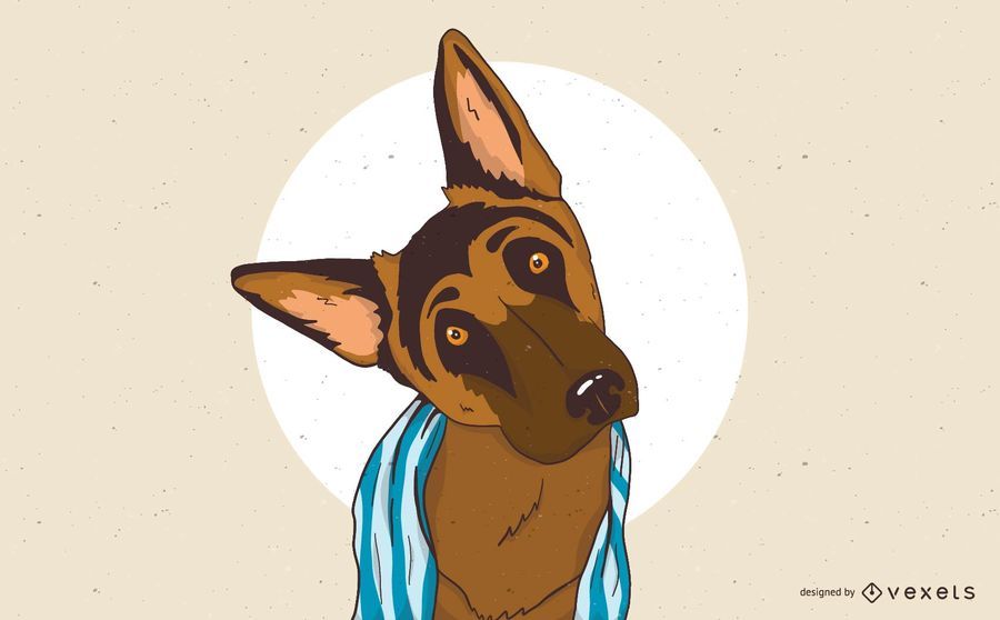 Sleepy German Shepherd Dog Illustration Sleepy German Shepherd Dog Illustration