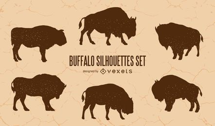 Conjunto de silueta de búfalo Conjunto de silueta de búfalo