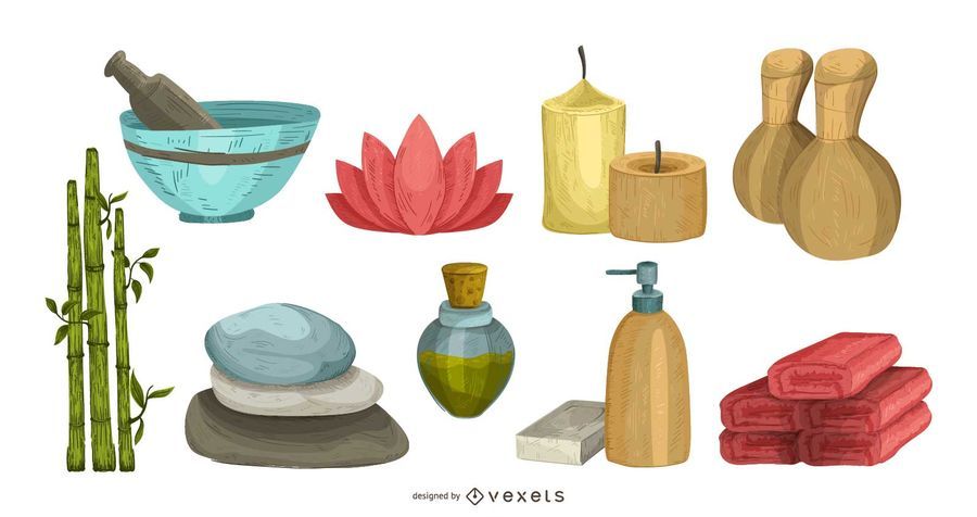 Spa Essentials Illustration Set Spa Essentials Illustration Set