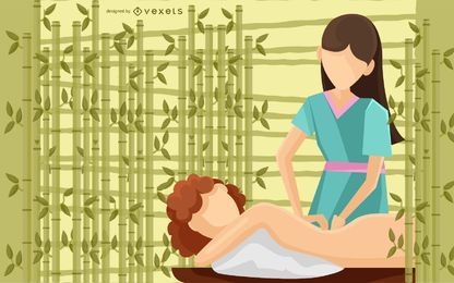 Ilustración de masaje corporal de spa