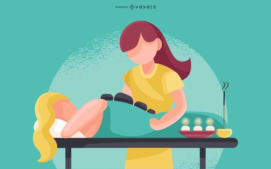 Ilustração de massagem com pedras quentes Ilustração de massagem com pedras quentes