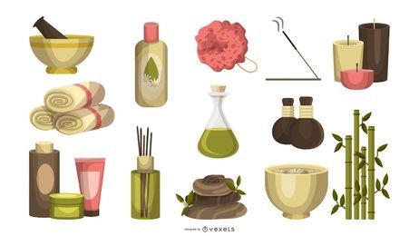Conjunto de iconos de masaje spa