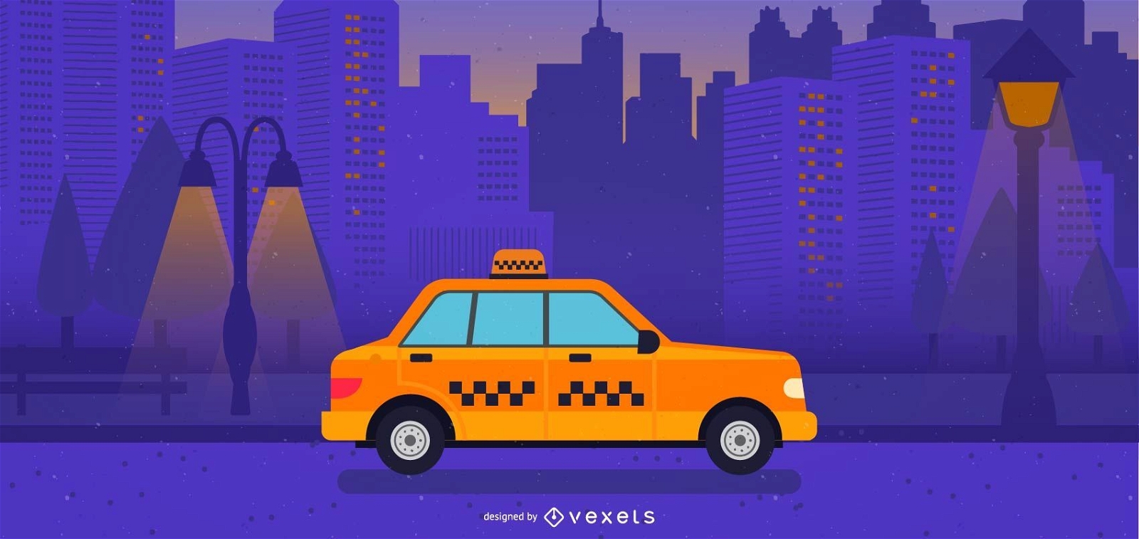 City Yellow Taxi Illustration