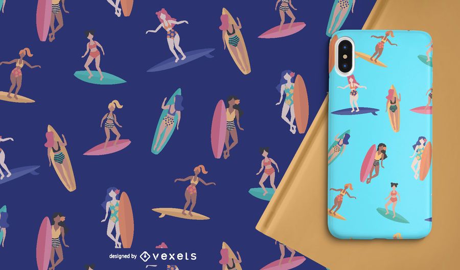 Women Surfer Seamless Pattern Women Surfer Seamless Pattern