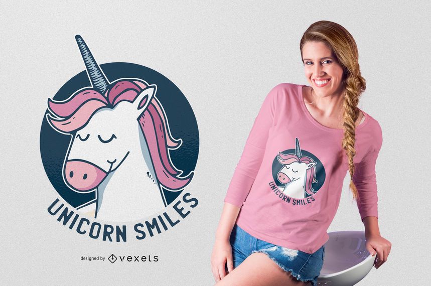 Projeto do t-shirt do sorriso do unicórnio Projeto do t-shirt do sorriso do unicórnio