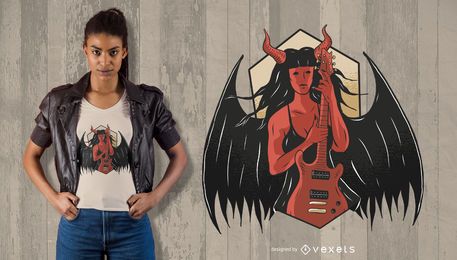 Demonio con diseño de camiseta de guitarra Demonio con diseño de camiseta de guitarra