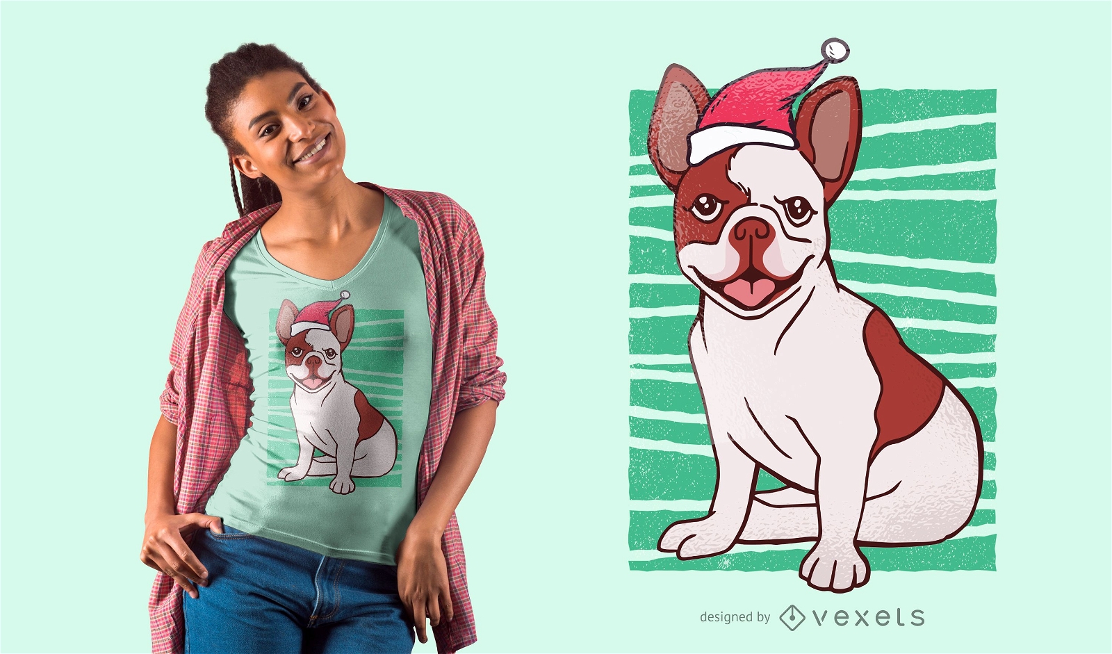 Weihnachts Bulldogge T-Shirt Design