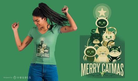 Merry Catmas T-Shirt Design