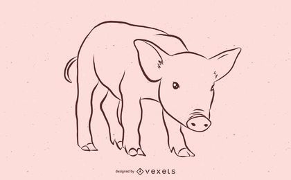 Diseño de boceto de cerdo