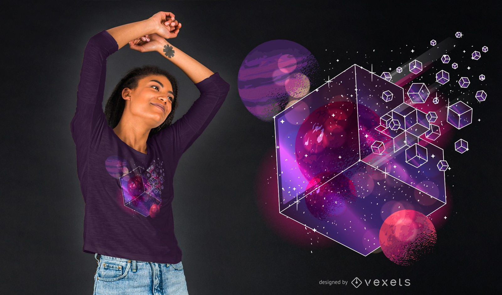 Design de Camiseta Galaxy Cube