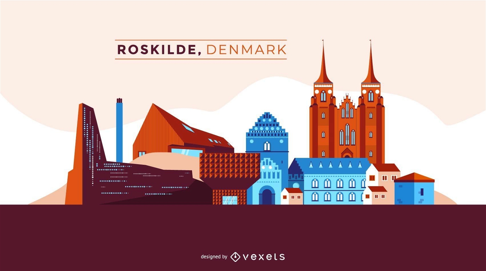 Flache Roskilde Dänemark Skyline