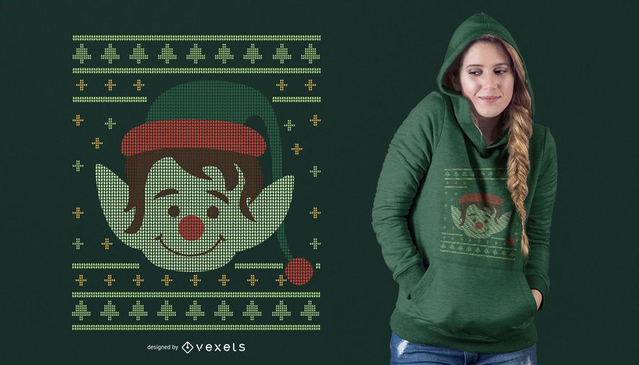Projeto feio do t-shirt do duende do Natal Projeto feio do t-shirt do duende do Natal
