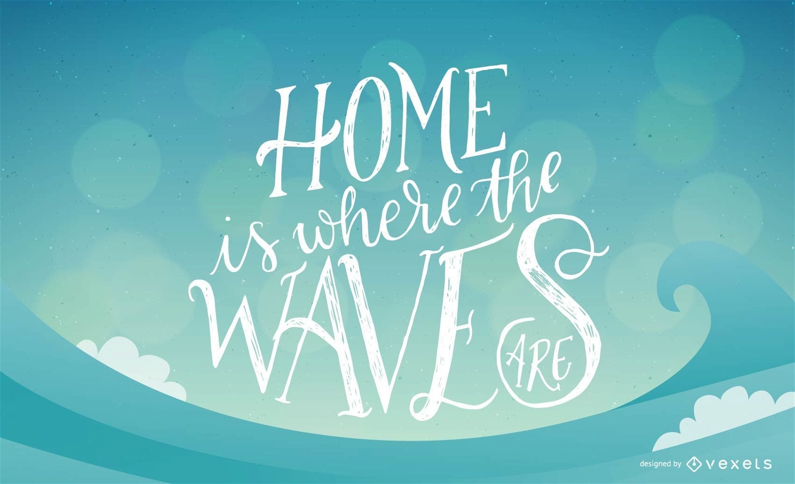 El hogar es donde las olas son dise?o de letras
