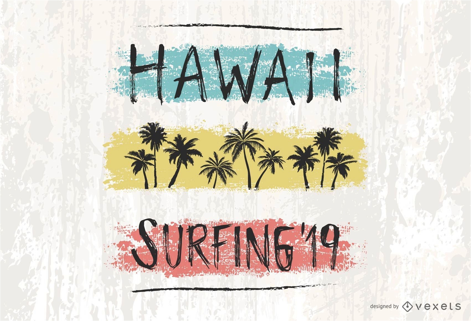 Diseño de letras Hawaii Surfing &#39;19