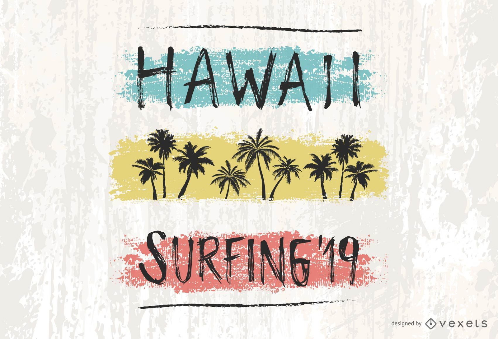 Diseño de letras Hawaii Surfing &#39;19