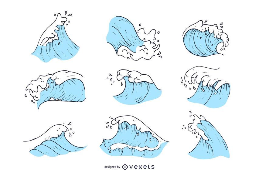 Conjunto de ilustração de ondas Conjunto de ilustração de ondas