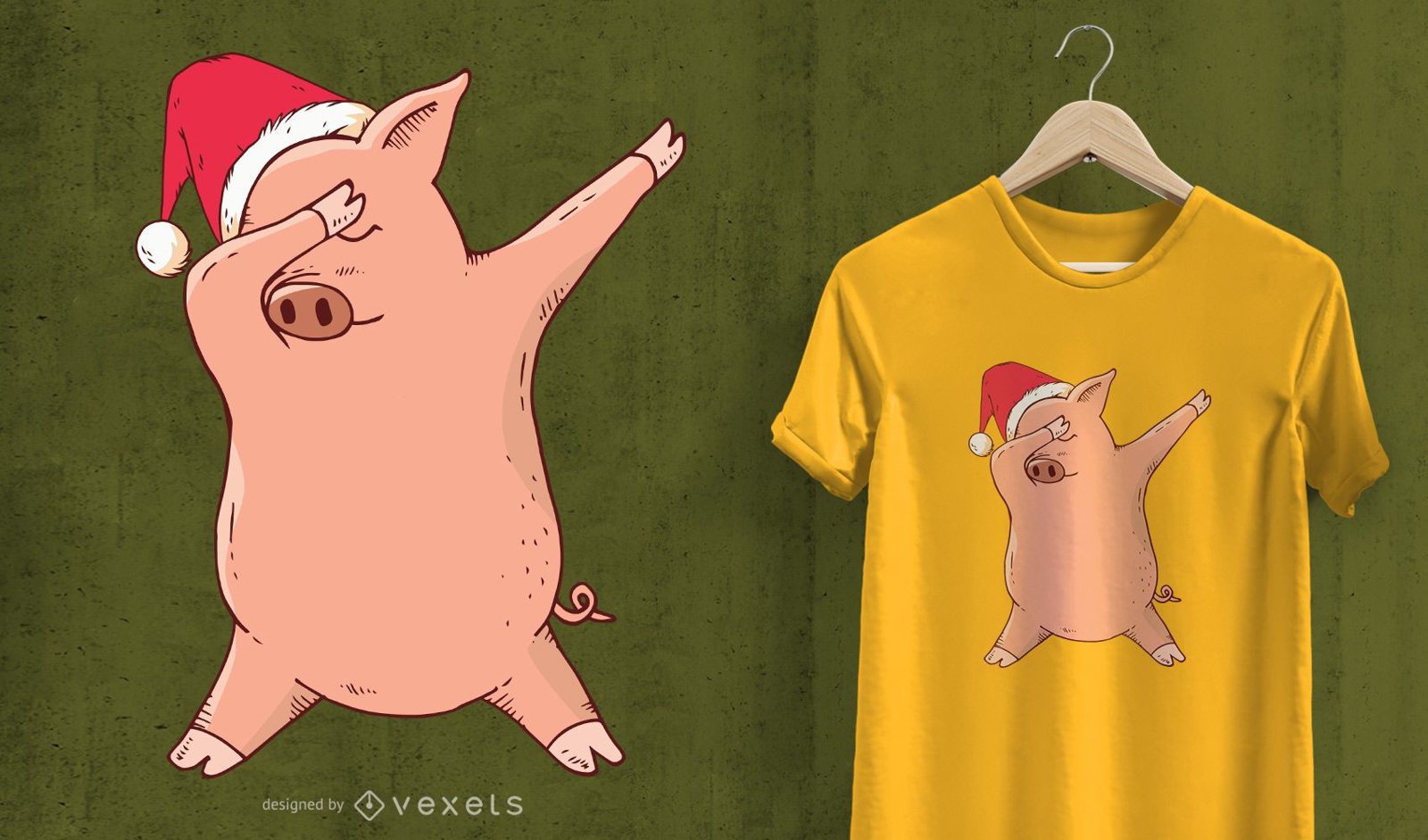 Christmas Dabbing Pig T-Shirt Design