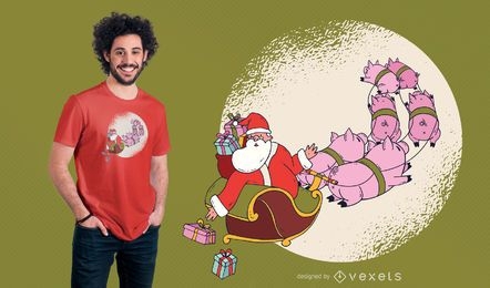 Santa Pig Sleigh T-Shirt Design