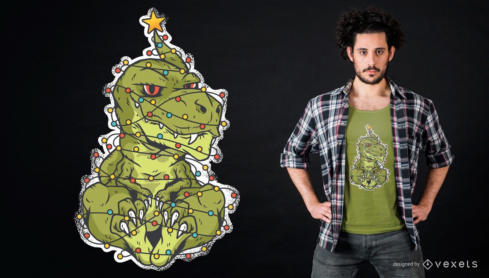 Weihnachts-Dinosaurier-T-Shirt Design