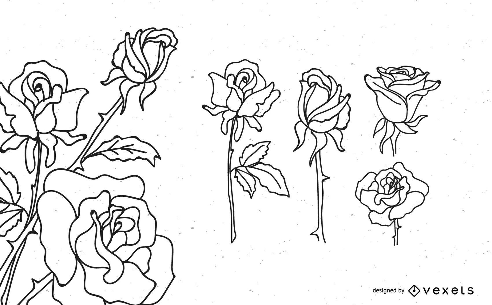 Rose Outline Design Set - Vector Download