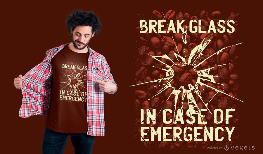 Design de camiseta de vidro de emergência Design de camiseta de vidro de emergência