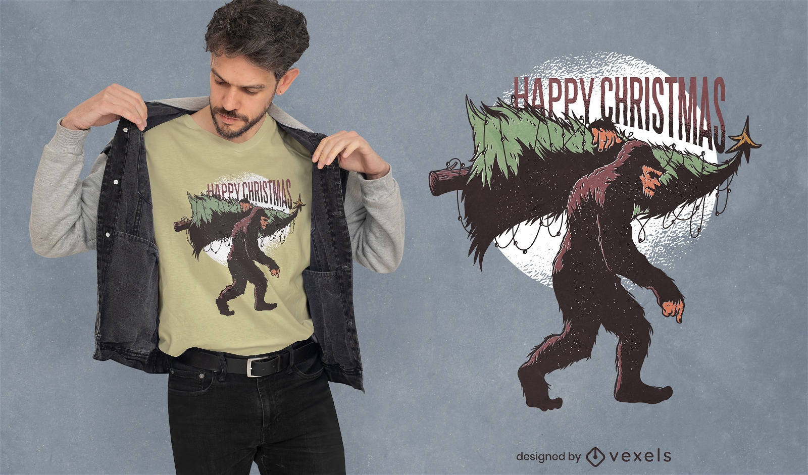 Diseño de camiseta de Bigfoot de Navidad