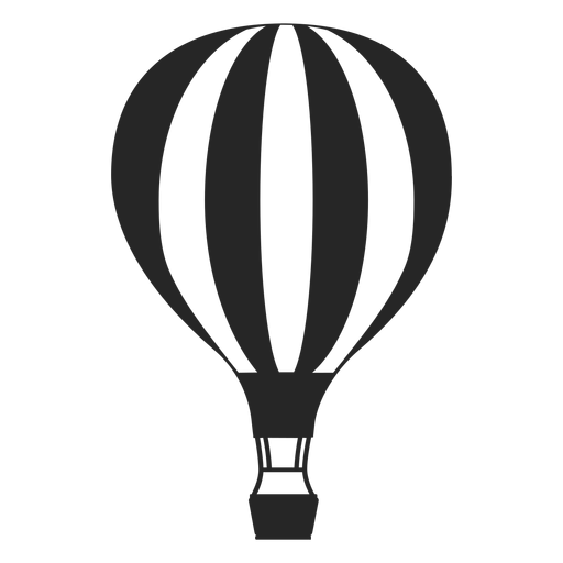 Black and white air balloon silhouette PNG Design