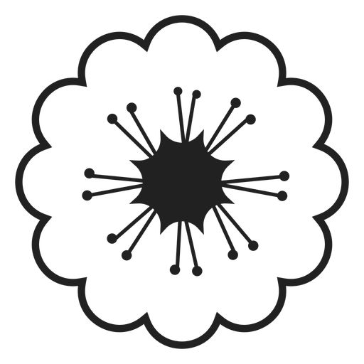 Black and white cherry blossoms icon PNG Design