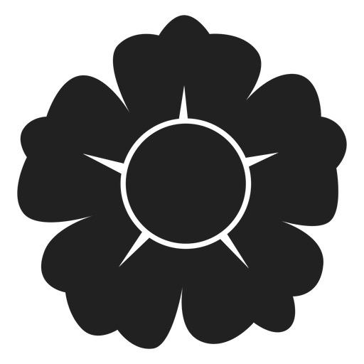 Black and white five petal flower icon PNG Design
