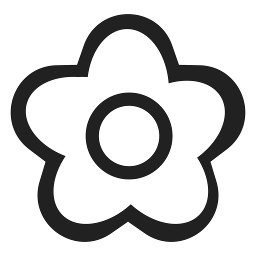 Black and white flower icon PNG Design